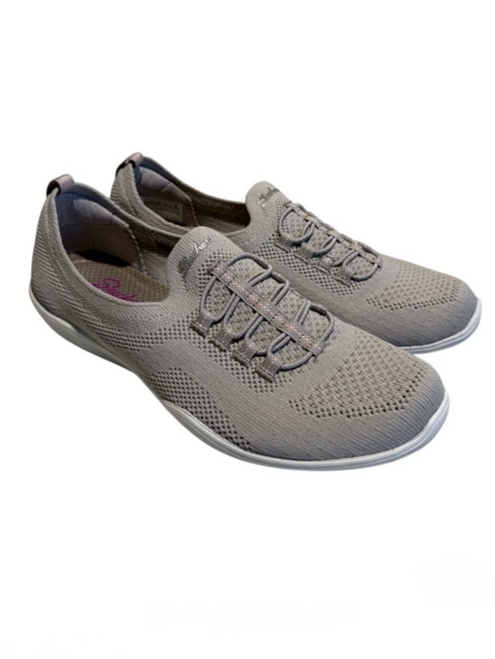 Skechers Slip On Shoes Gray Sketchers Travel Airport Walking Sneaker No Tie 7.5